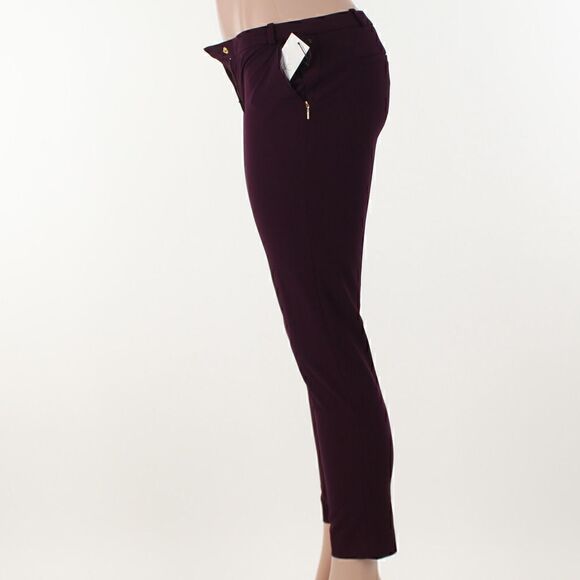 CALVIN KLEIN Womens Burgundy Pocketed Zippered Skinny Pants - Picture 3 of 5